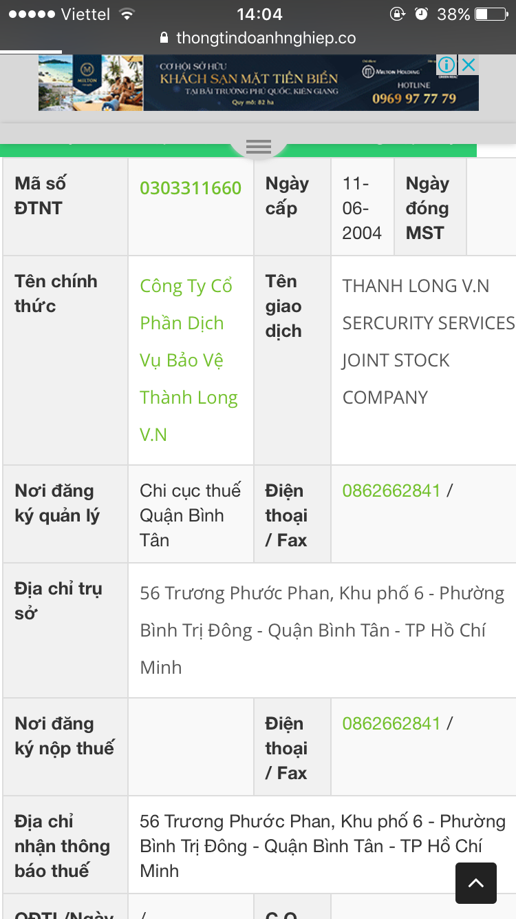 Công Ty Dịch Vụ Bảo Vệ Thành Long V.N