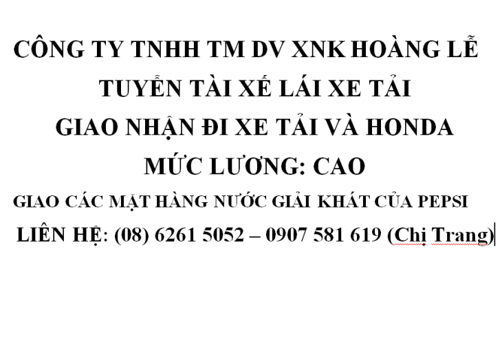 Công ty TNHH TM DV XNK Hoàng Lễ